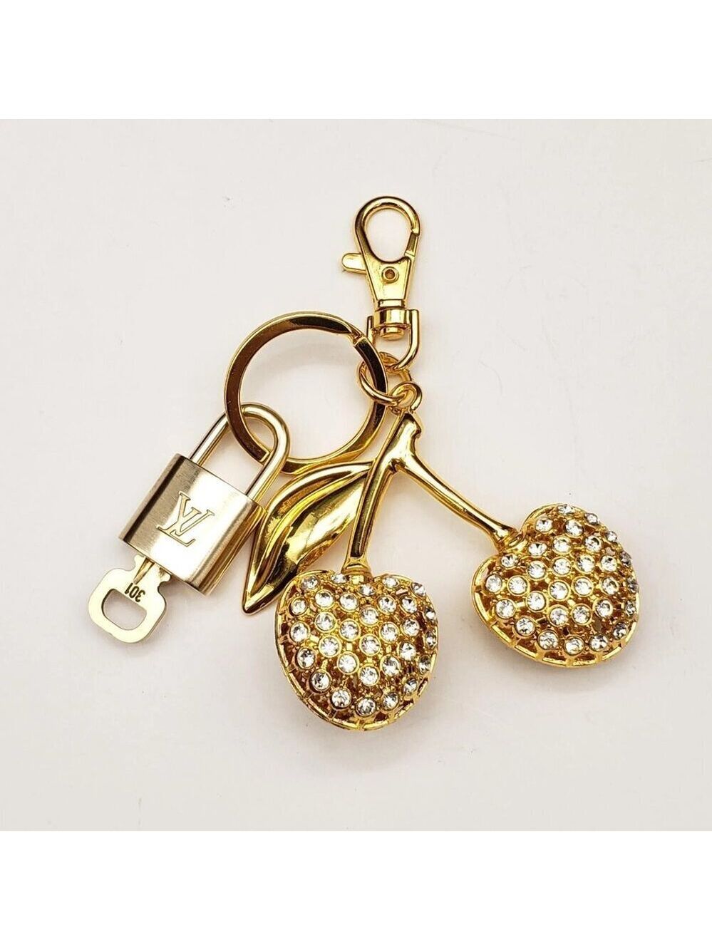 Authentic Louis Vuitton Lock & Key with unbranded Apple Bagcharm, Keycharm